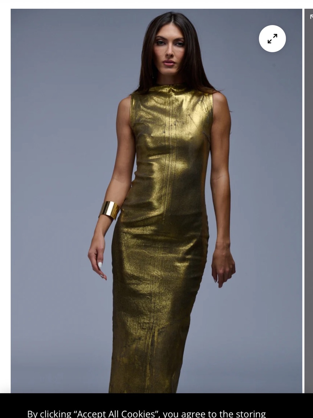 AKIRA Metallic Gold Sleeveless Column Dress